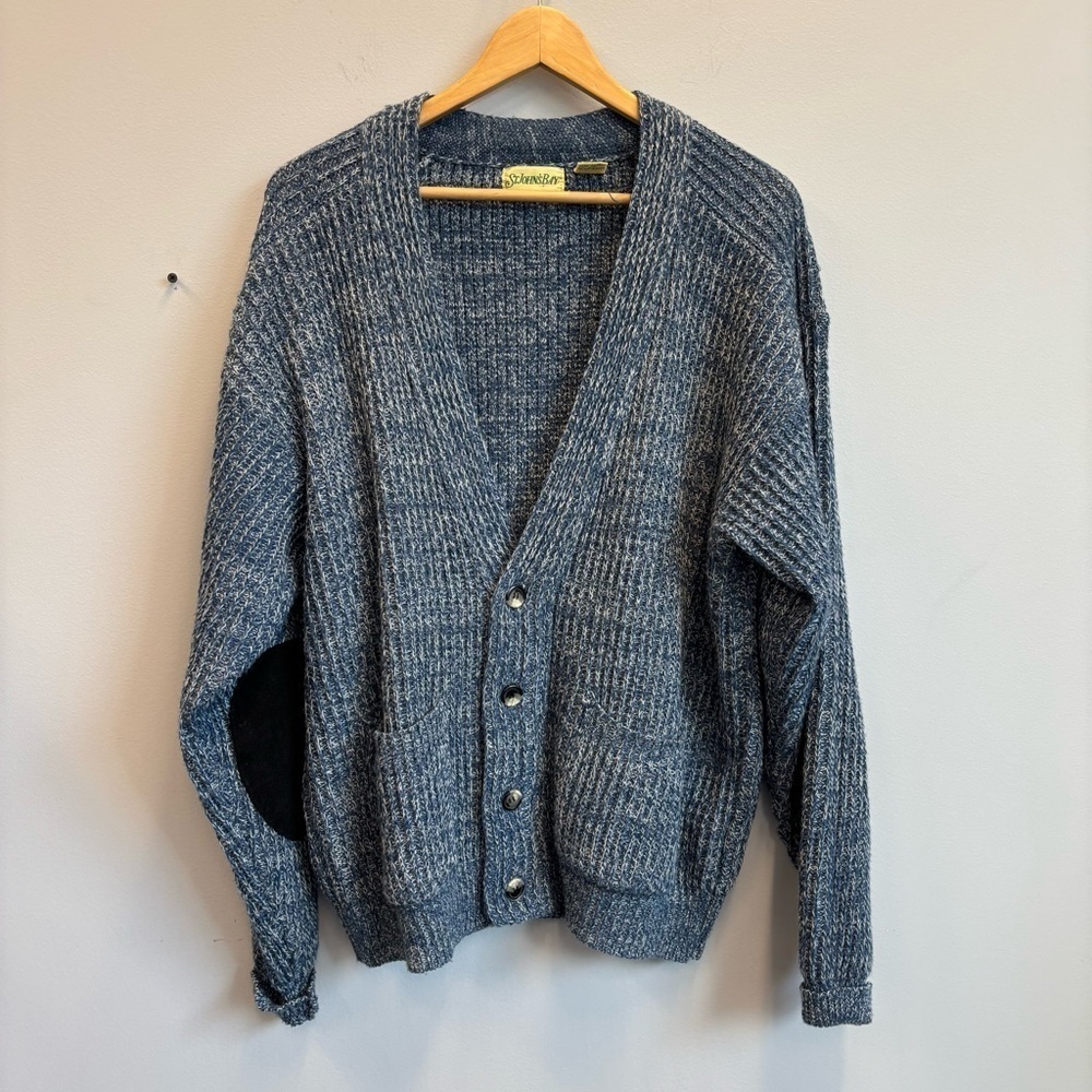 Vintage Cardigan Sweater St. John’s Bay Blue Wool Blend Button Front